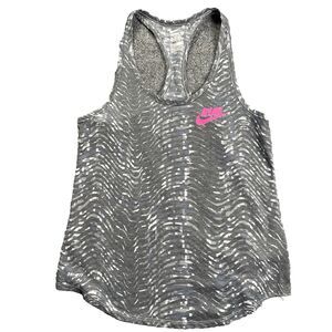 Nike Racerback Heather Grey Tank Top Medium Womens Workout Running Med Gym